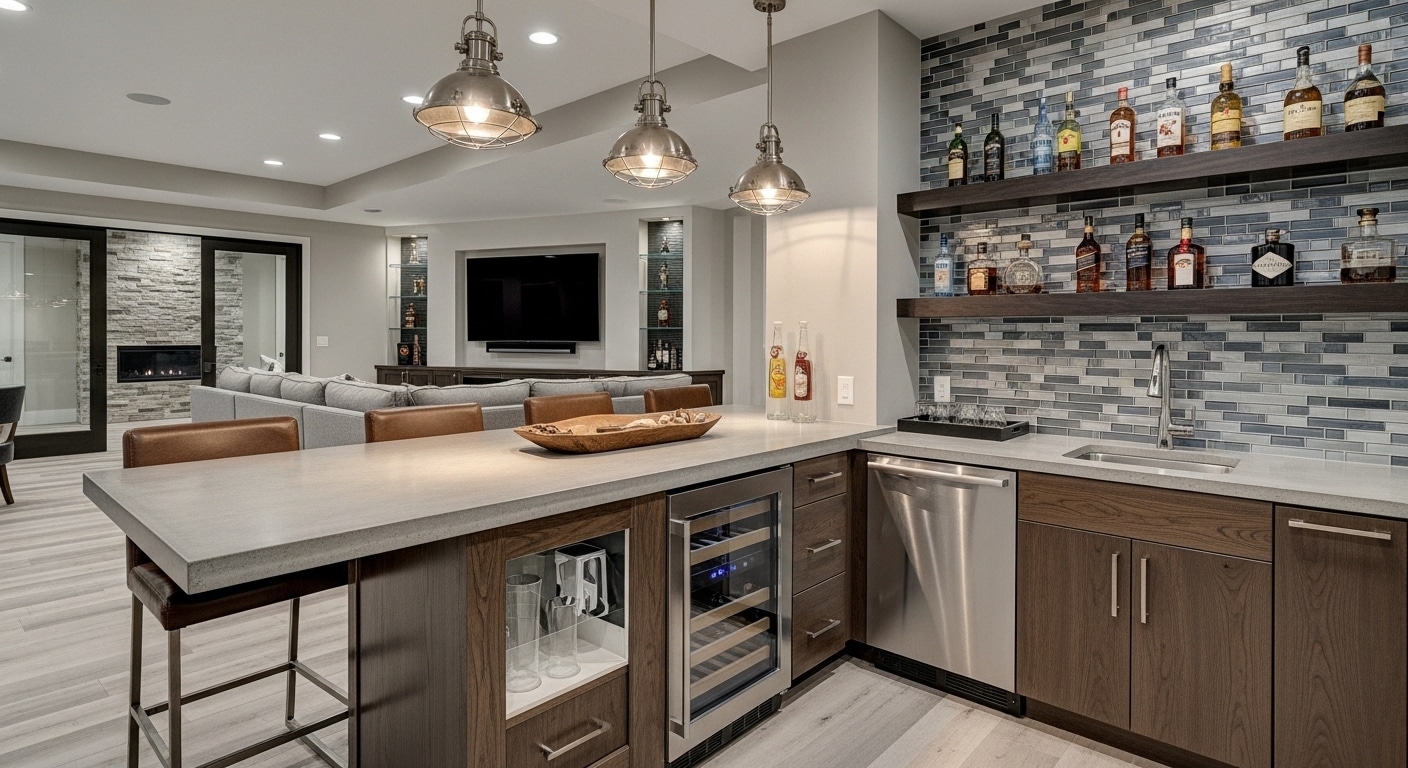 Wet Bar Basement Development in Calgary